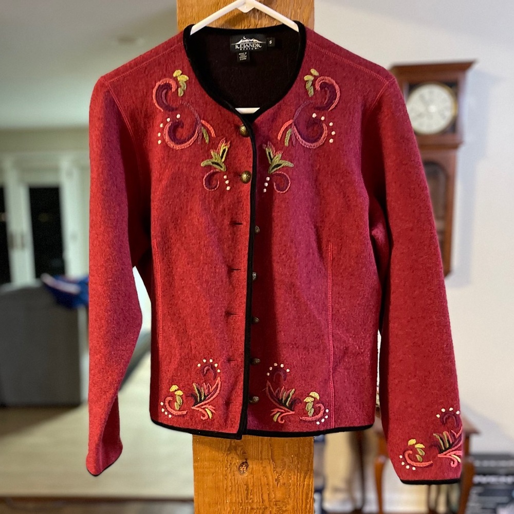 Red Icelandic Design Cardigan